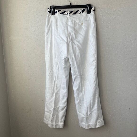 NWT Lauren Ralph Lauren White Linen Belted Pants - Picture 5 of 9